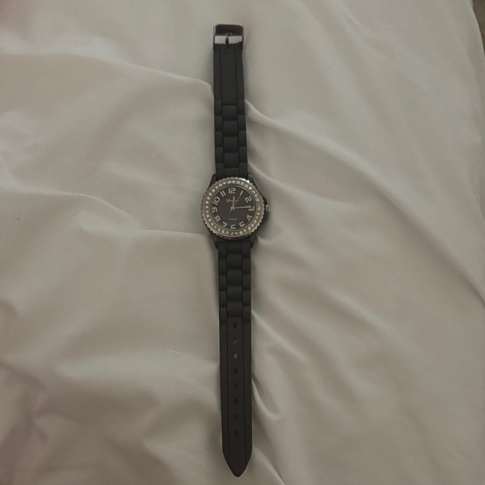 Geneva Platinum Black and Silver Women's Watch